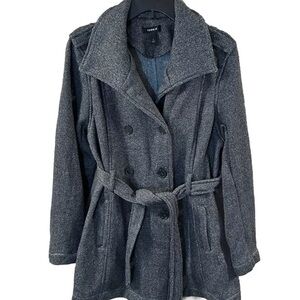 Torrid Gray & White Herringbone Double-Breast Peacoat Jacket - Women’s Size 1X